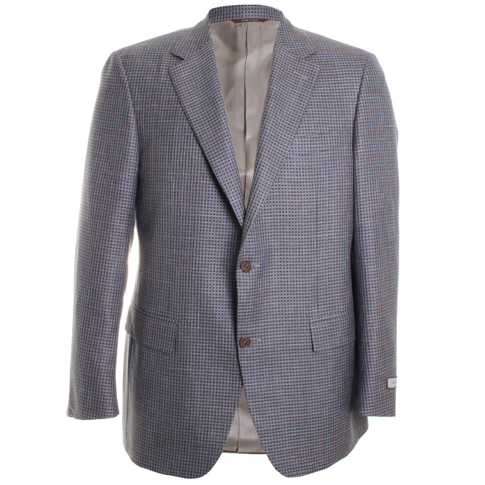 Taupe & Blue Houndstooth Sport Coat