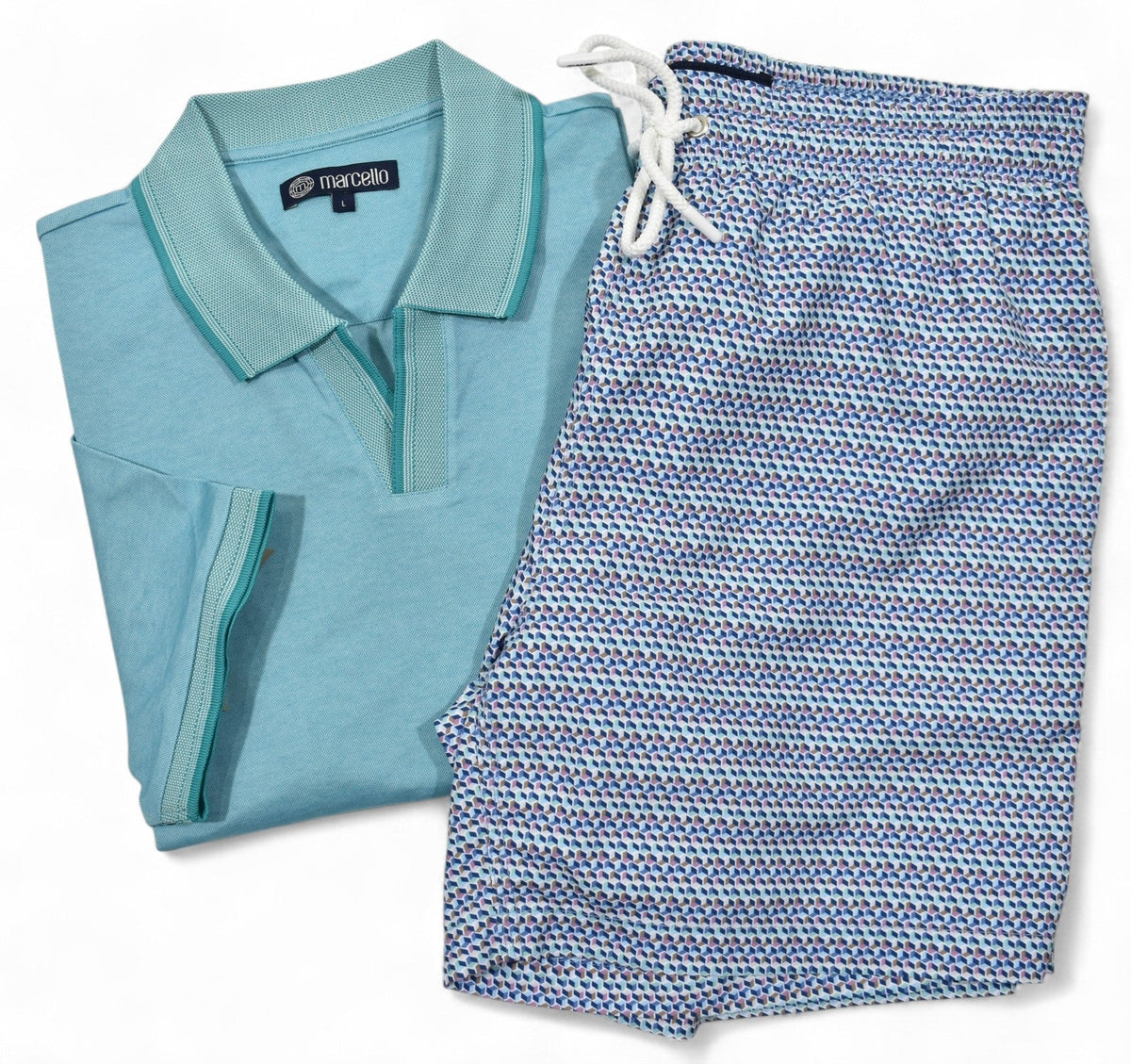 Micro Geometric Swim & Teal Polo