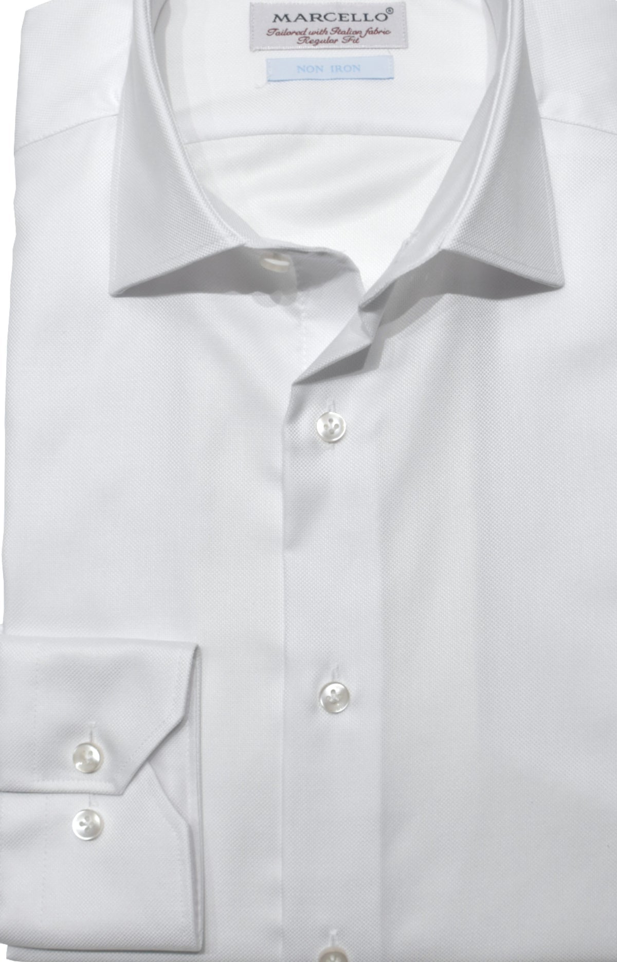 DS100W White Fine Piquet Dress Shirt
