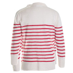 Linen Knit Stripe Long Sleeve Polo