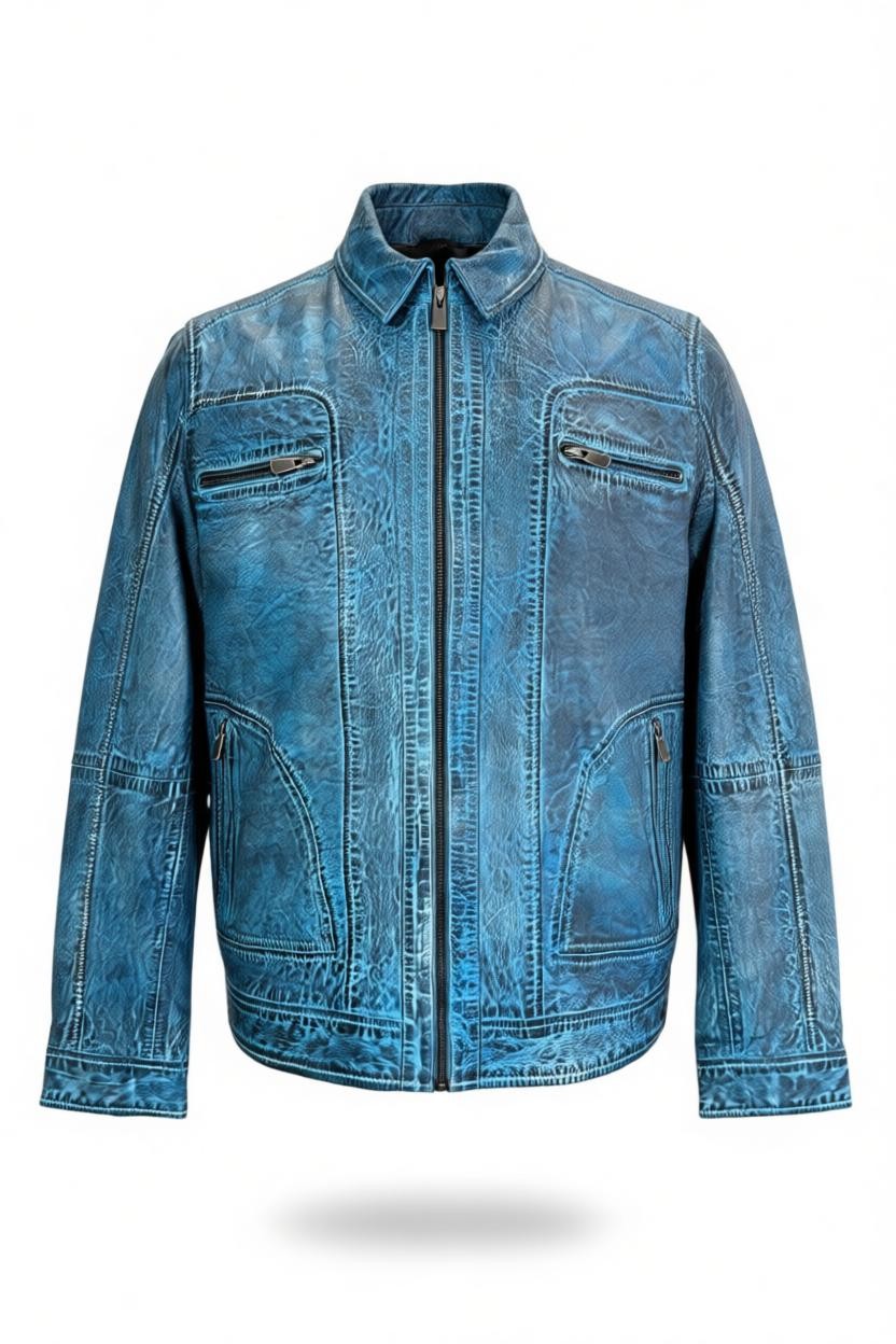 ZJ100 Washed Leather Teal Blue LG