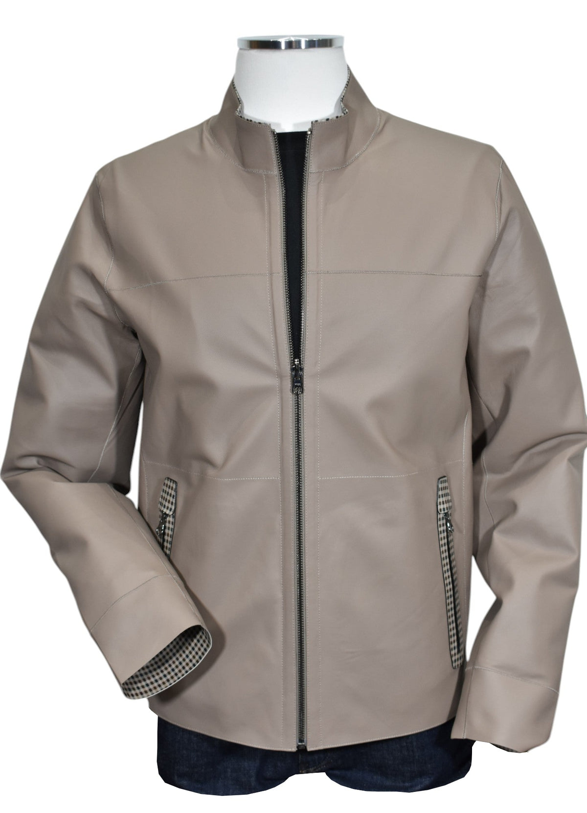 J213 Pewter Reversible Leather to Plaid