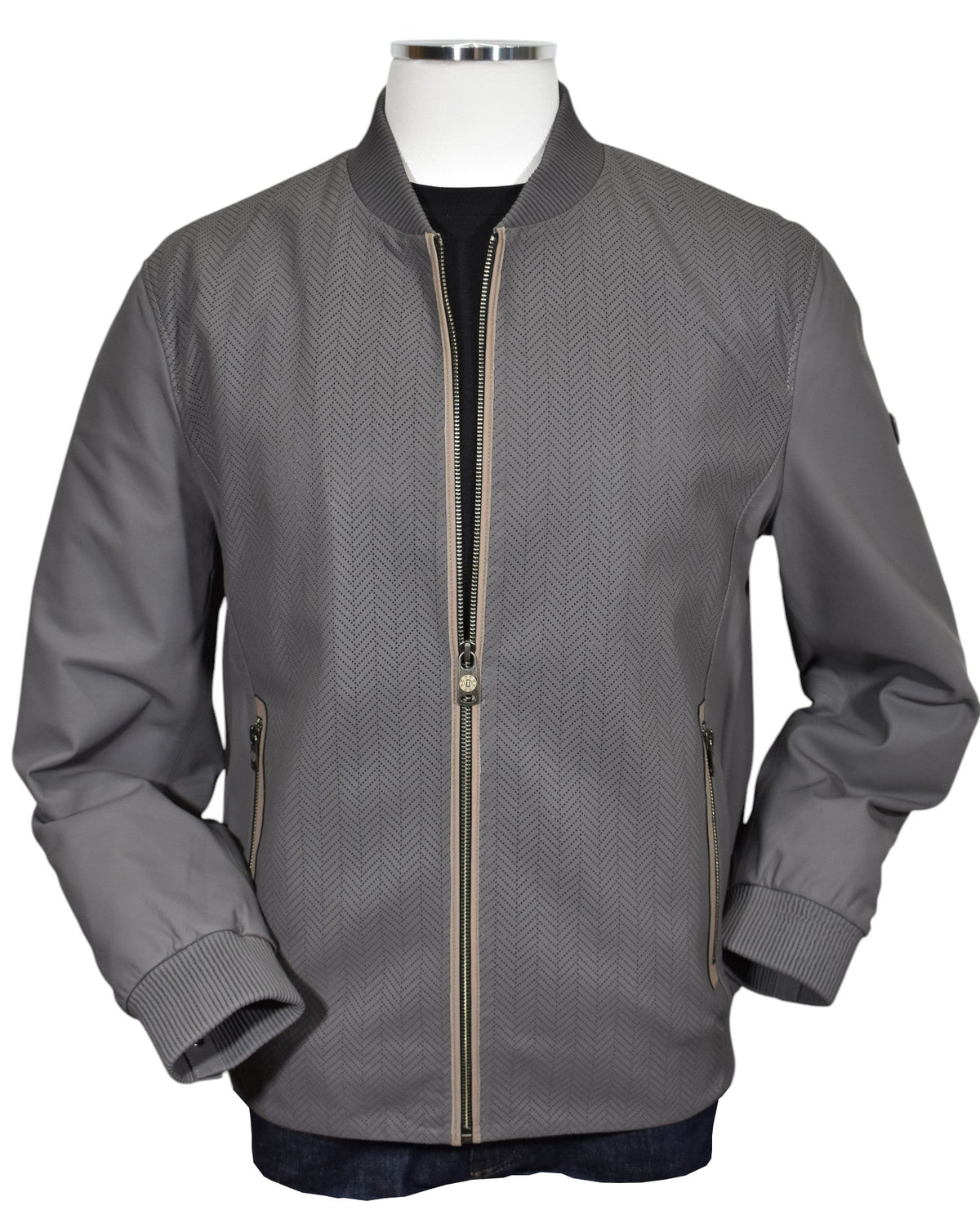 J228 Perforated Chevron Leather Coat