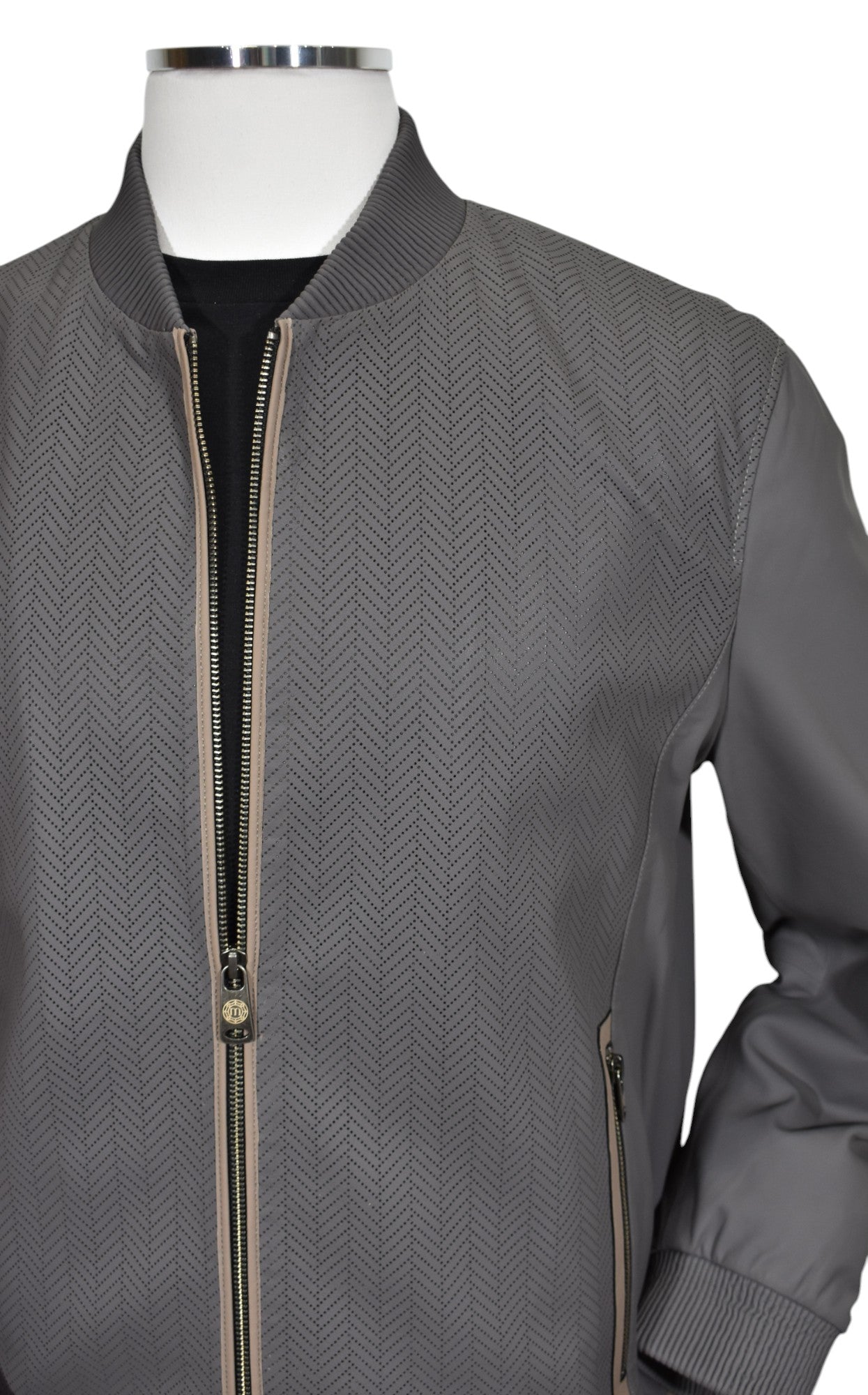 J228 Perforated Chevron Leather Coat