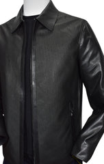 J231 Black Chain Link Leather Coat
