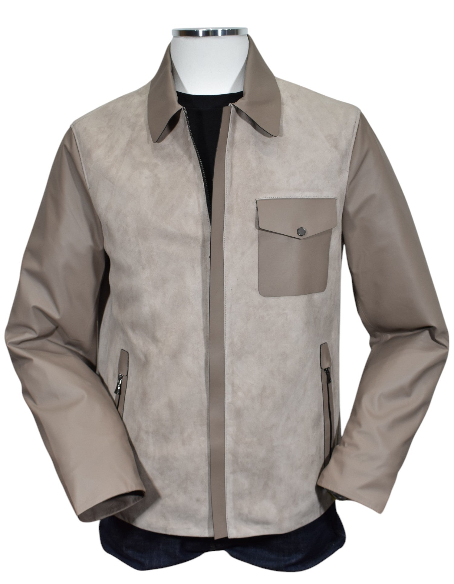 J235 Suede & Leather Engineered Coat