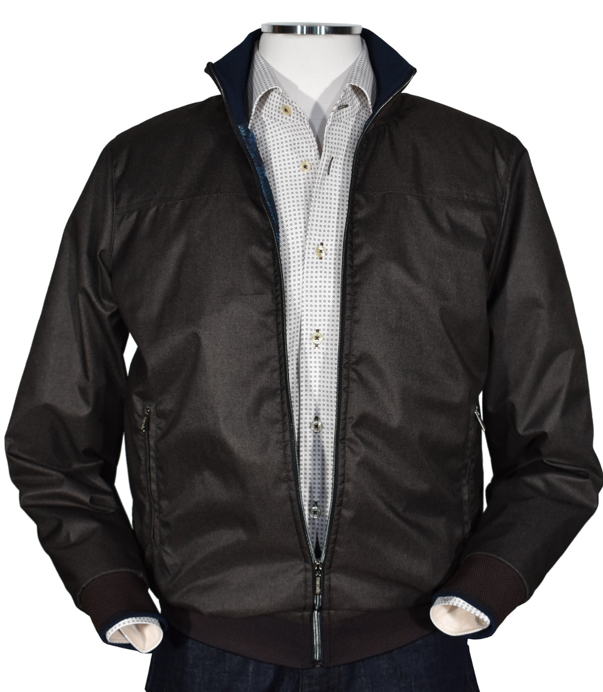 J413 Mocha Microfiber Bomber