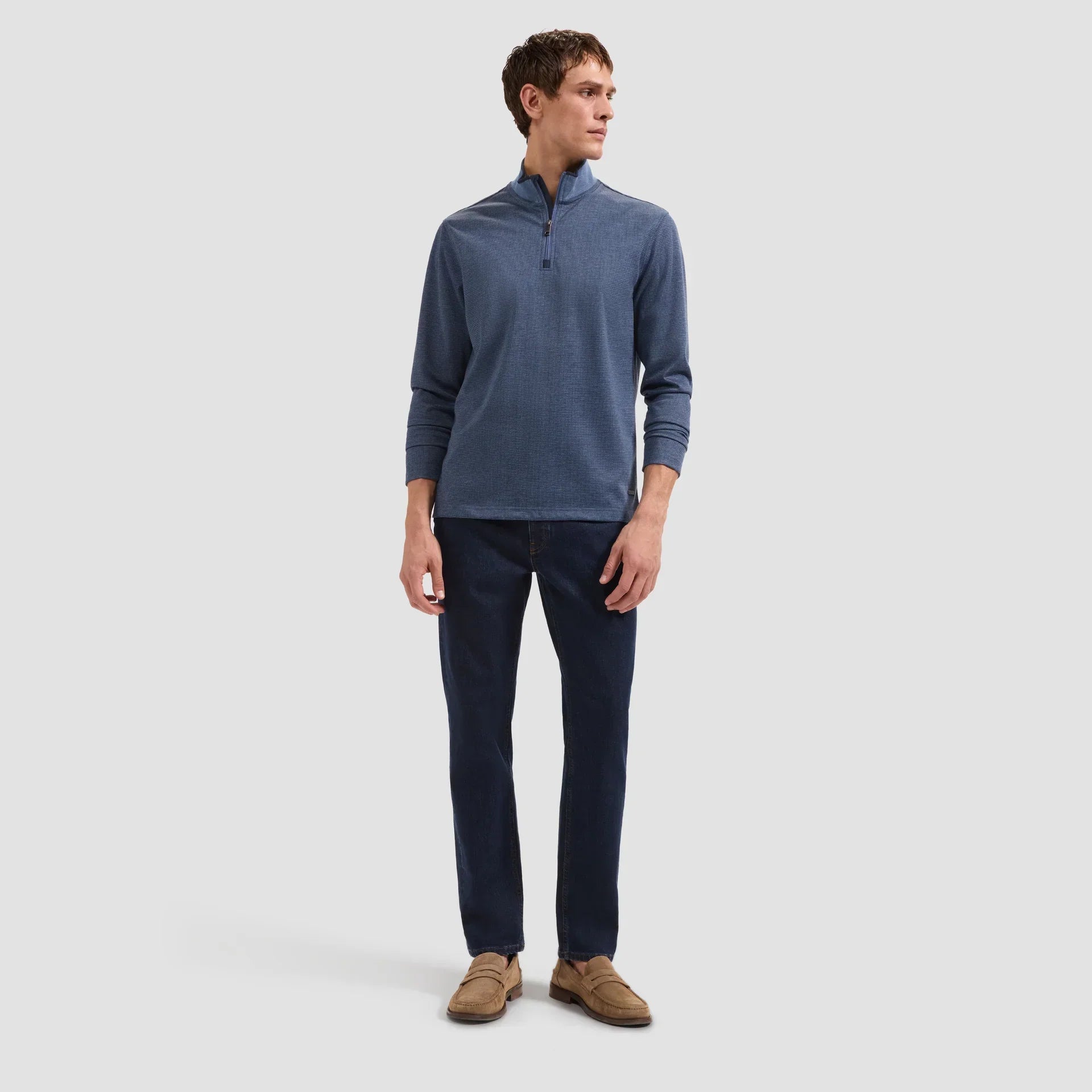 Performance Houndstooth Quarter-Zip Mock Neck Pullover