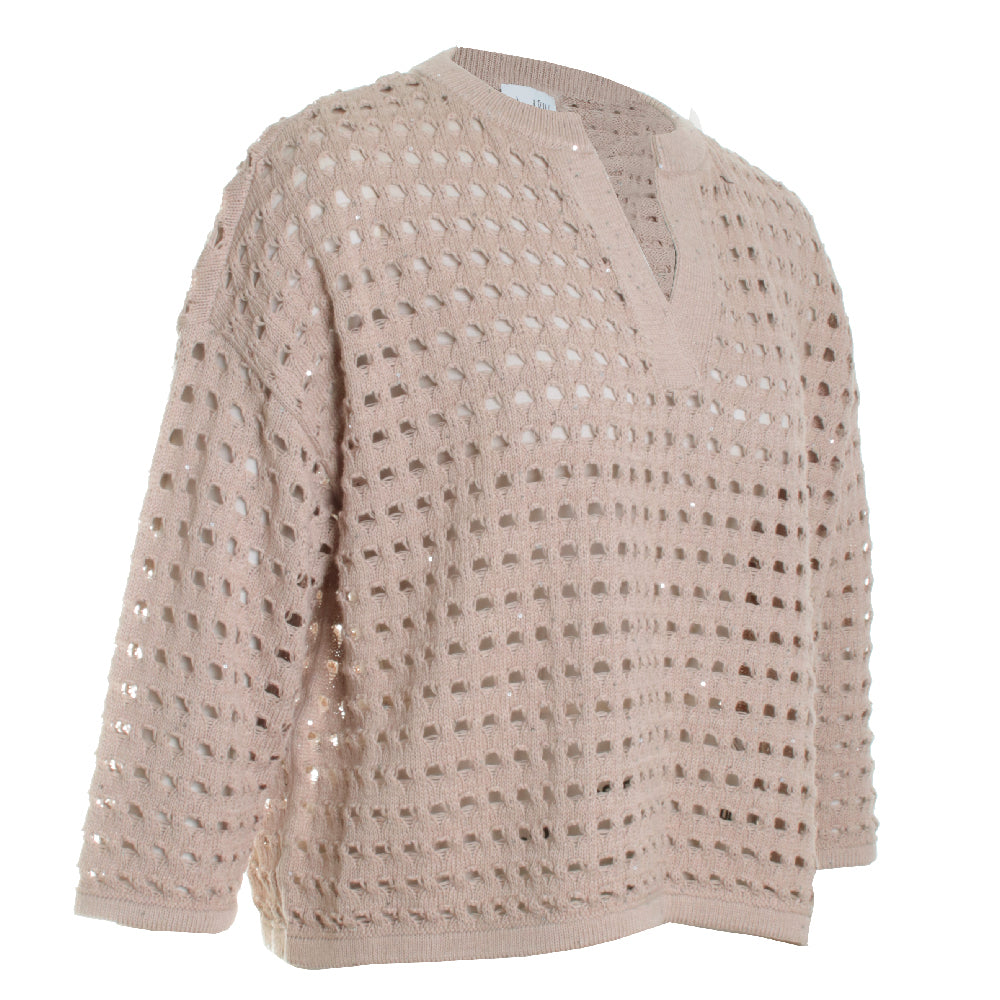 Cotton Blend Open Stitch Sweater