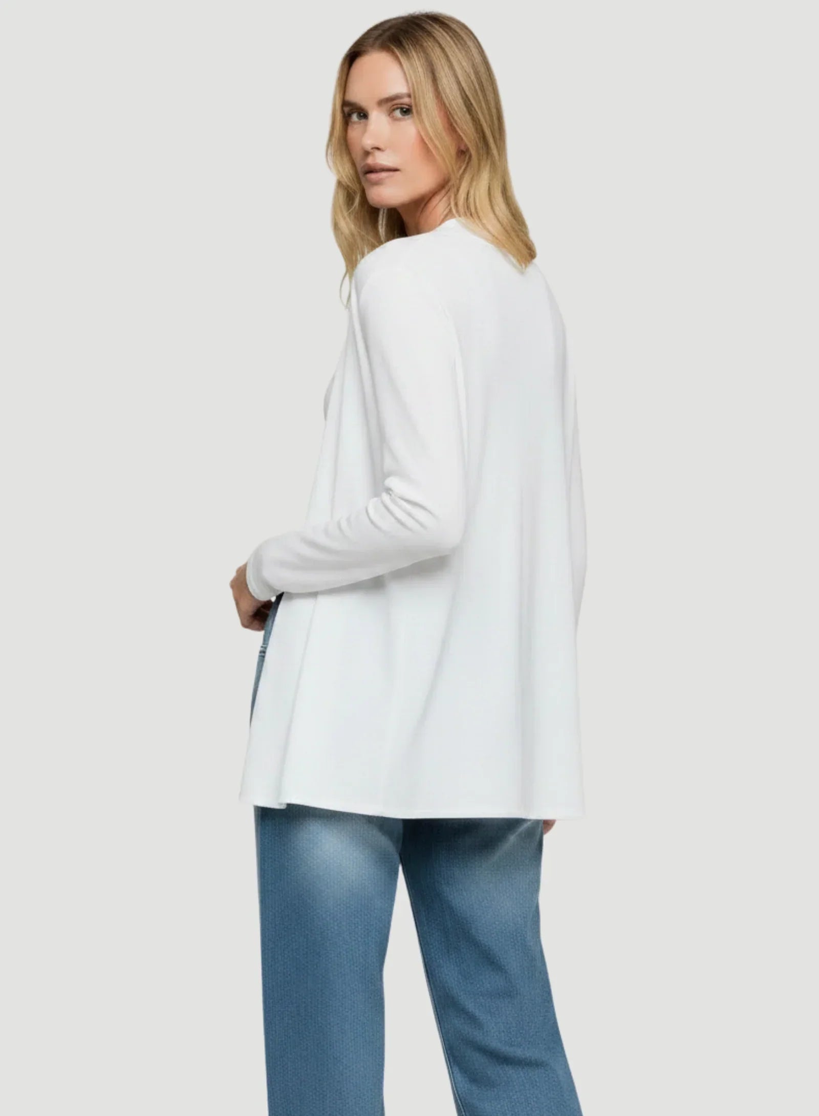 Stretch Linen Open Cardigan