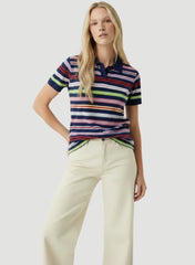 Extrafine Cashmere Novelty Stripe Short Sleeve Polo