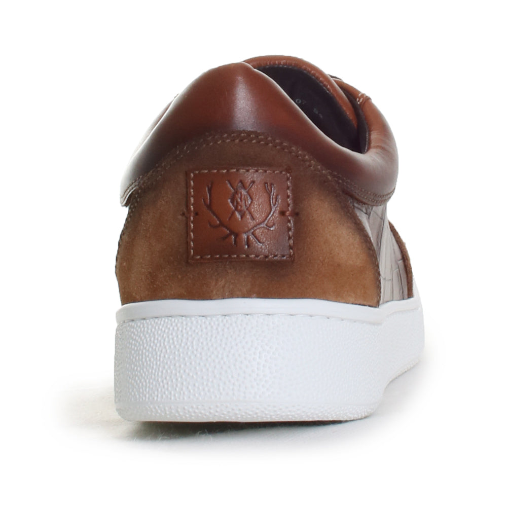Carson Pecan Alligator Grain Sneakers