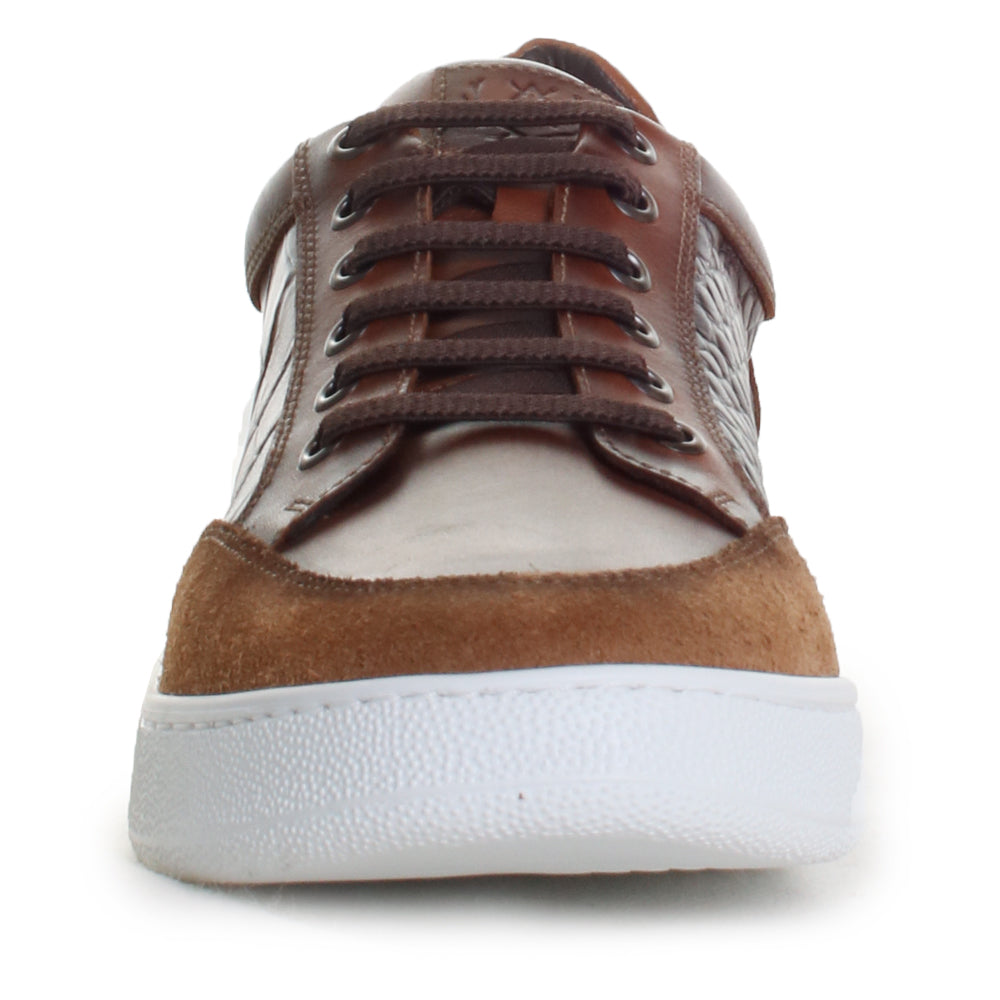 Carson Pecan Alligator Grain Sneakers