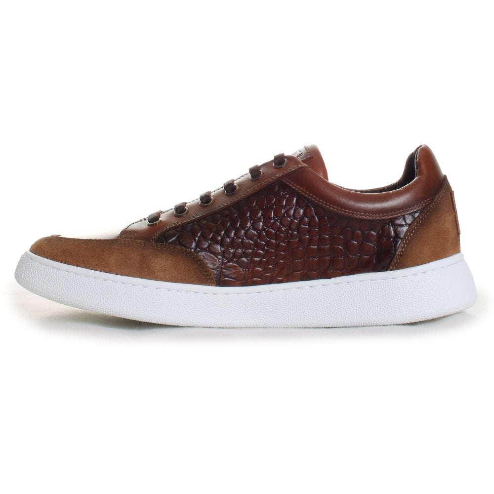 Carson Pecan Alligator Grain Sneakers