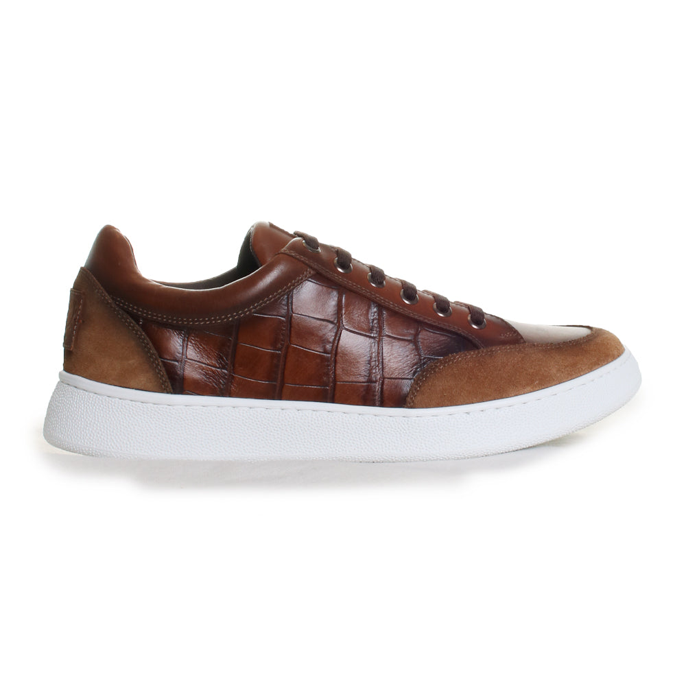Carson Pecan Alligator Grain Sneakers