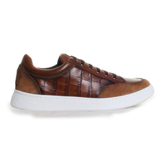 Carson Pecan Alligator Grain Sneakers