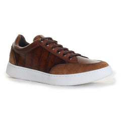 Carson Pecan Alligator Grain Sneakers
