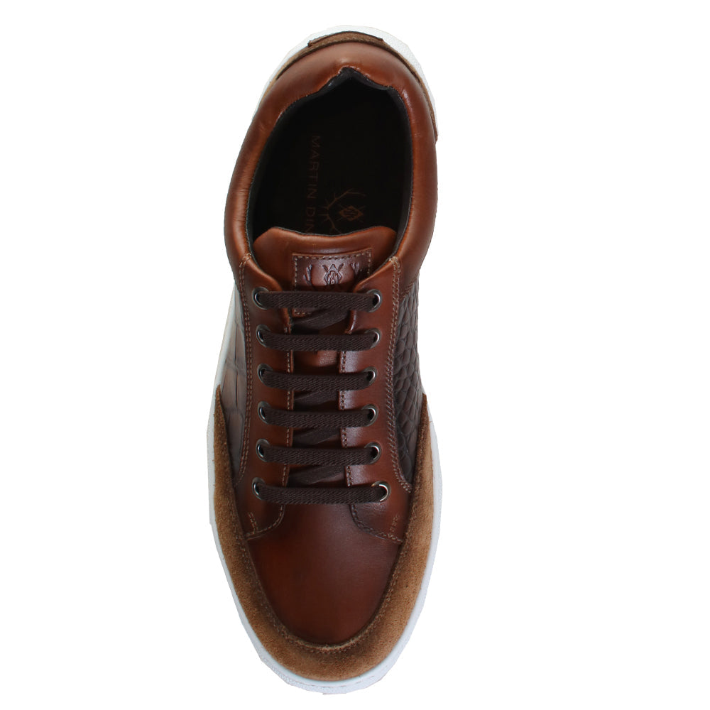 Carson Pecan Alligator Grain Sneakers