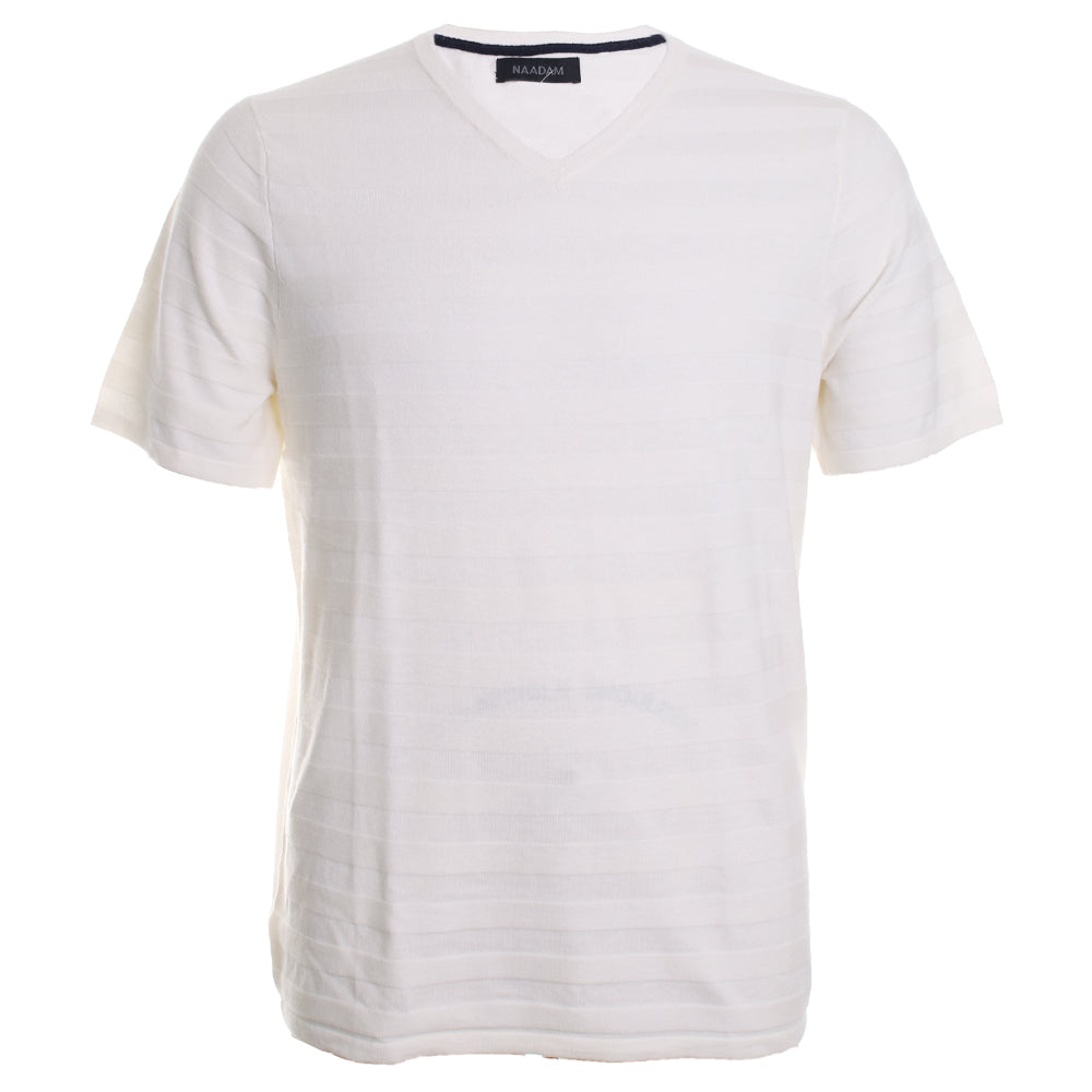 Textured Short Sleeve V Neck Tee