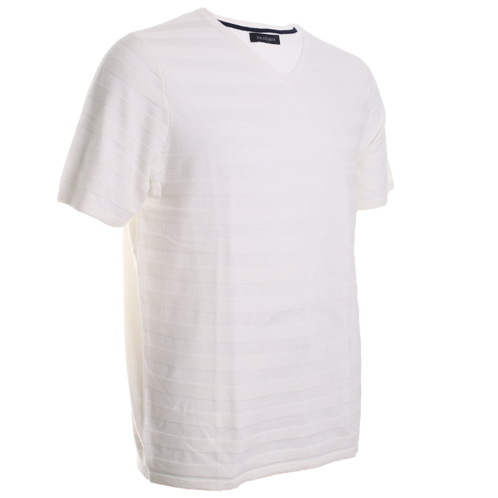 Textured Short Sleeve V Neck Tee