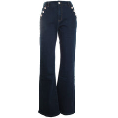 Diagonal Button Trim Denim Jean