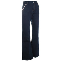 Diagonal Button Trim Denim Jean