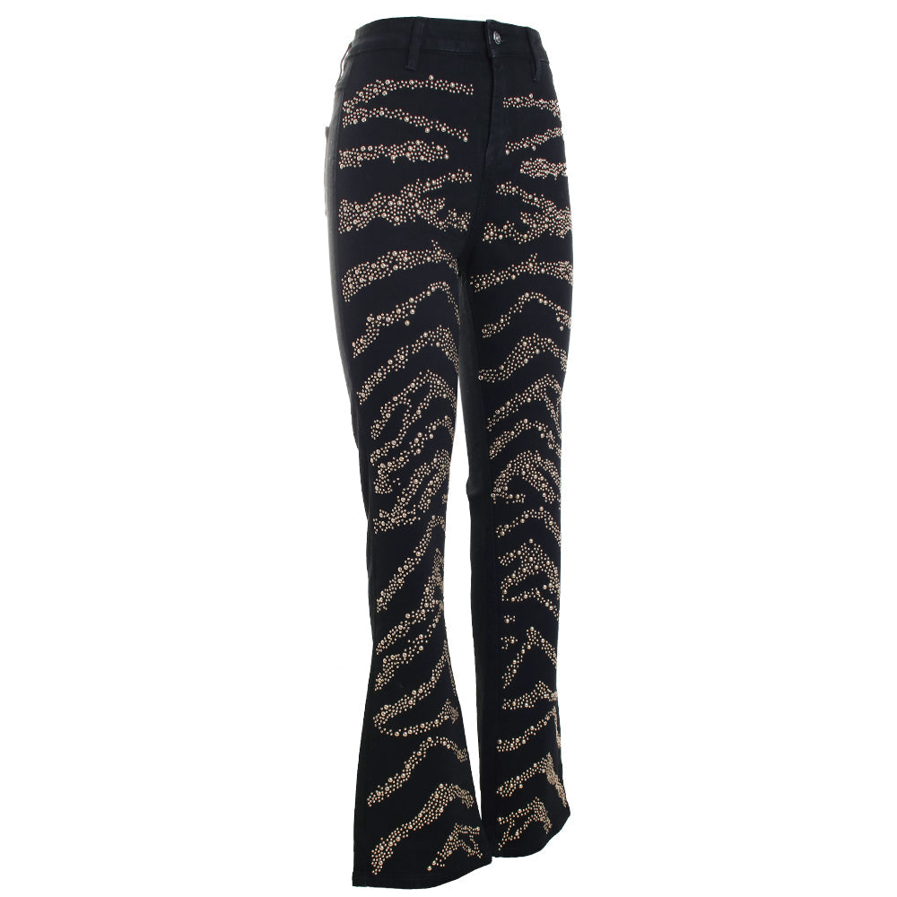 Gold Studded Detailed Straight Leg Jeans