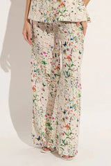Lion Seashell Wide Leg Viscose Linen Pants