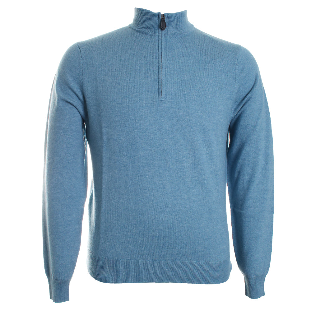 Merino Wool Mock Neck Quarter Zip Sweater