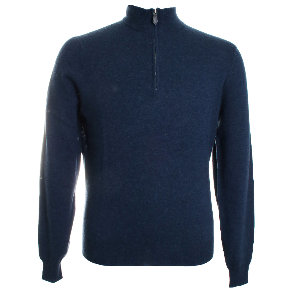 Merino Wool Mock Neck Quarter Zip Sweater