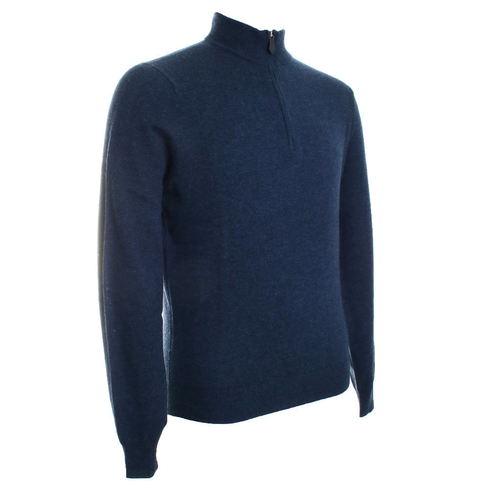 Merino Wool Mock Neck Quarter Zip Sweater