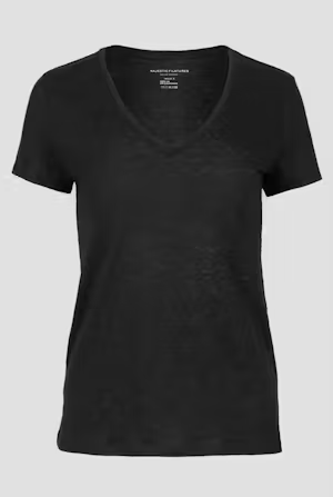 Stretch Linen Short Sleeve V-Neck