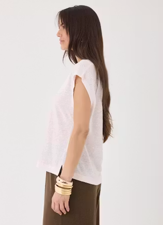 Stretch Linen Sleeveless Scoopneck