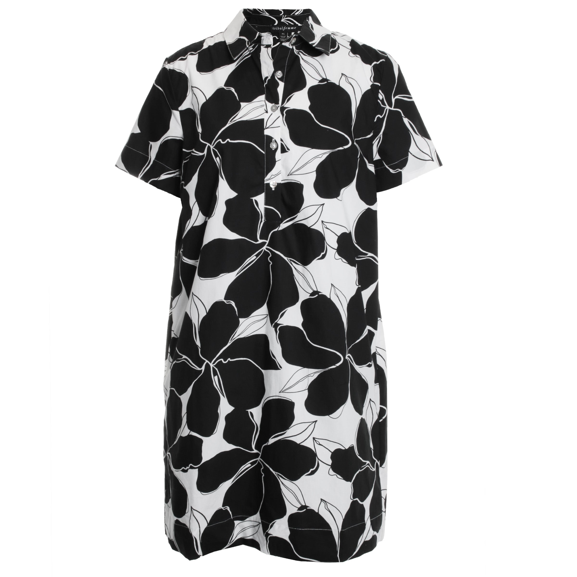 Short Sleeve Button Up Polo Collar Dress w/ Lining