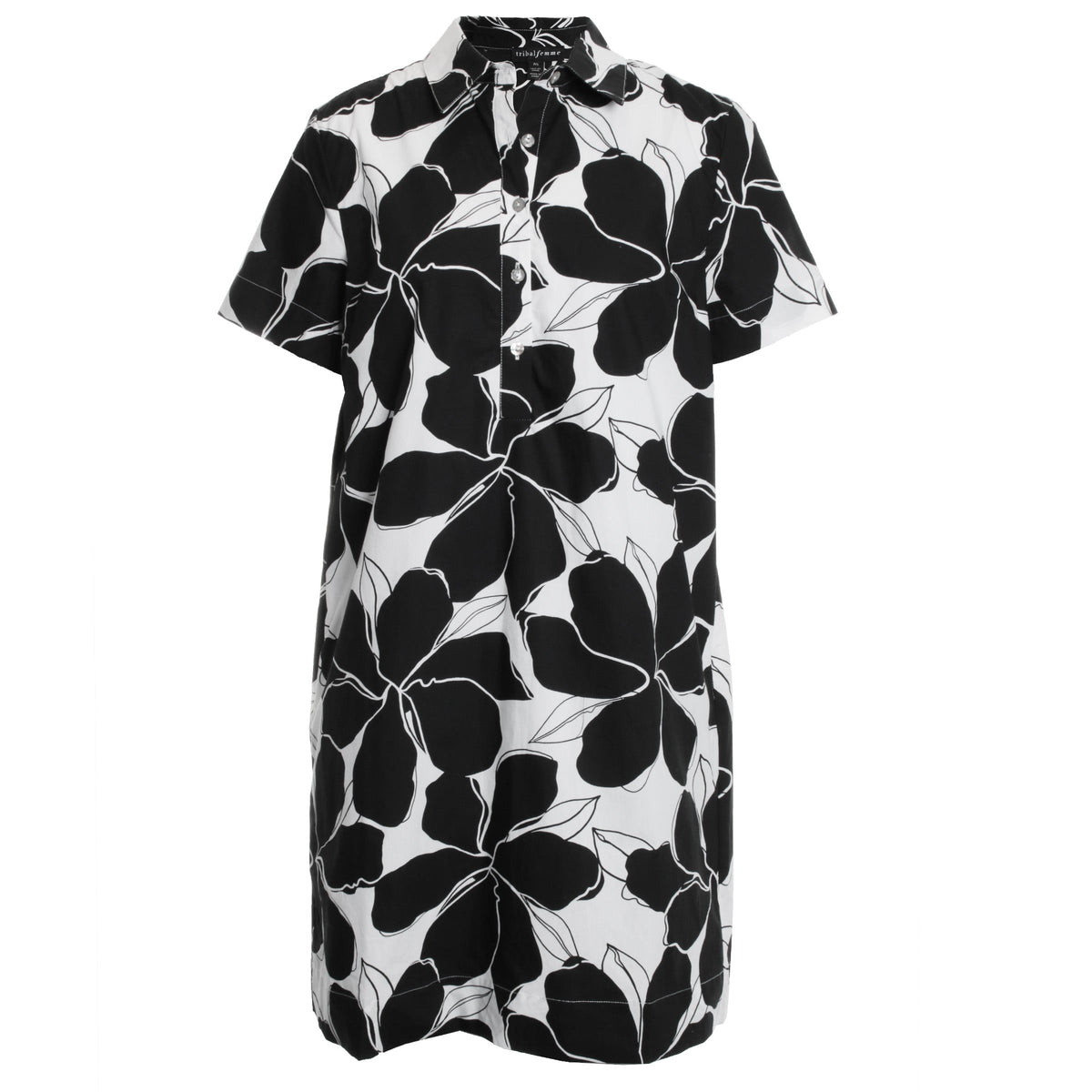 Short Sleeve Button Up Polo Collar Dress w/ Lining