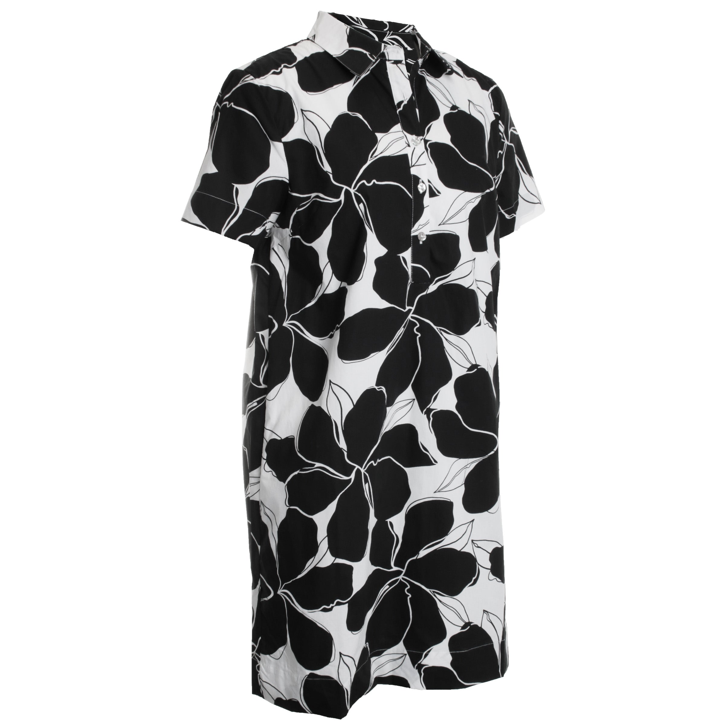 Short Sleeve Button Up Polo Collar Dress w/ Lining