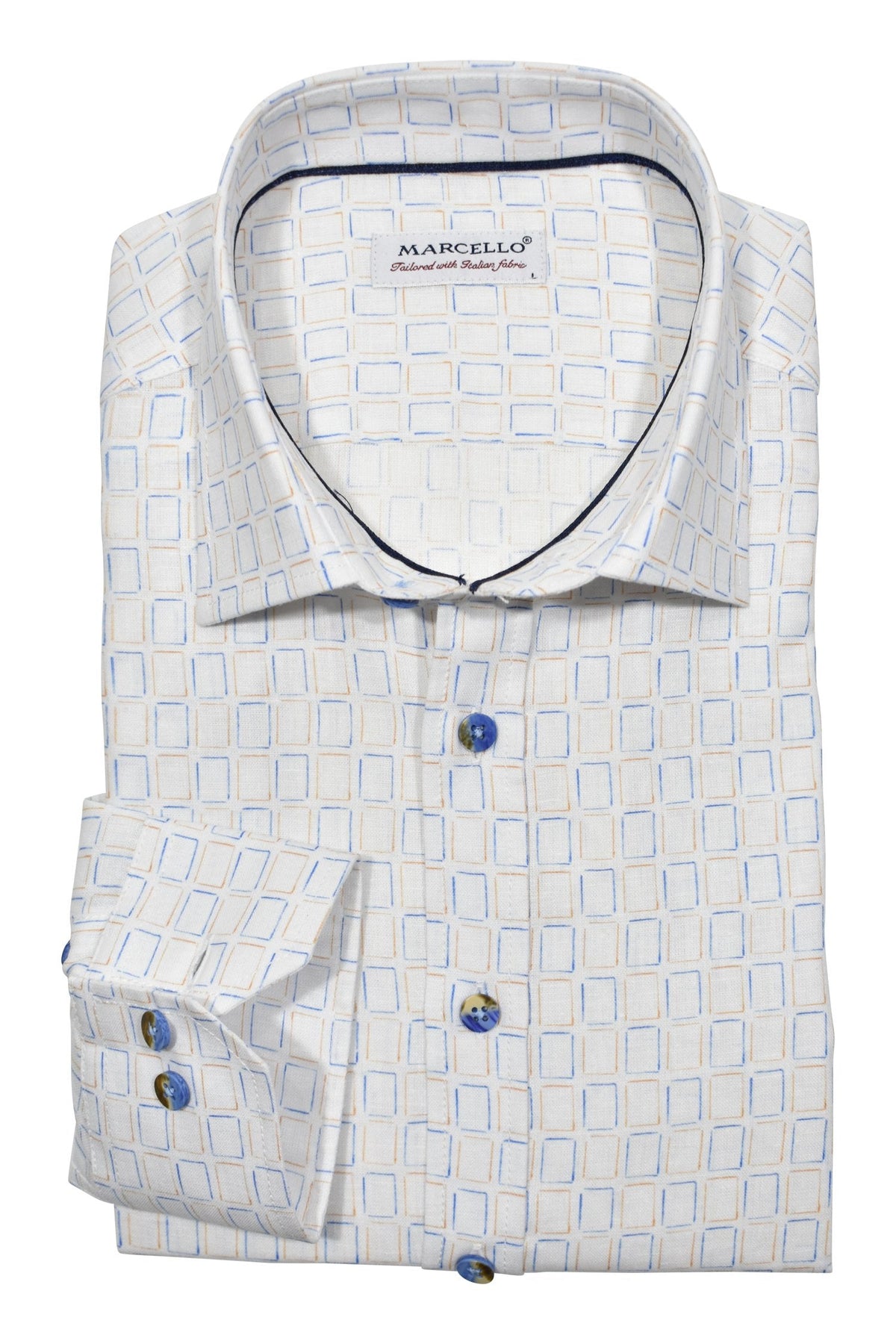 W016S Cotton Linen Array Short Sleeve