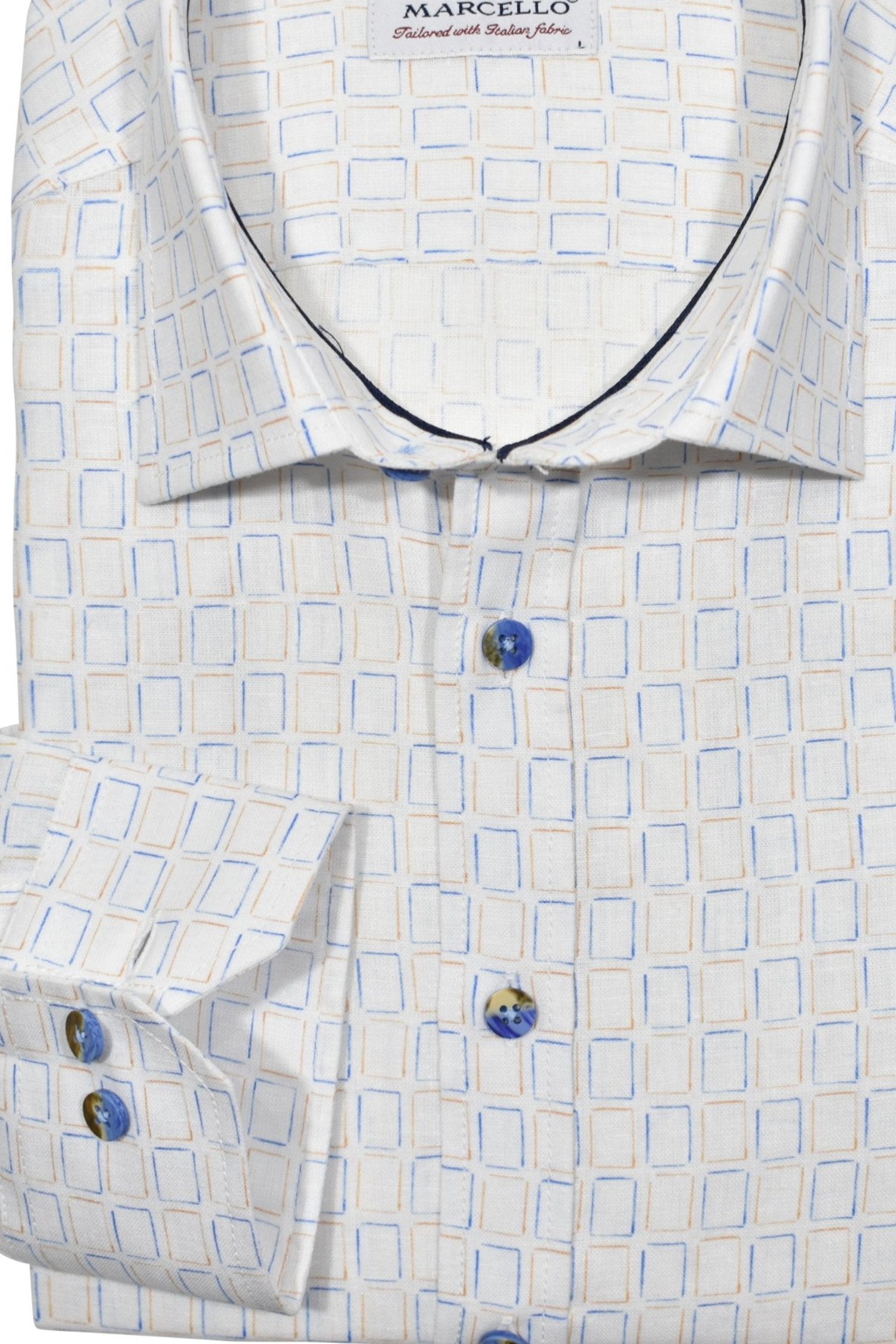 W016S Cotton Linen Array Short Sleeve