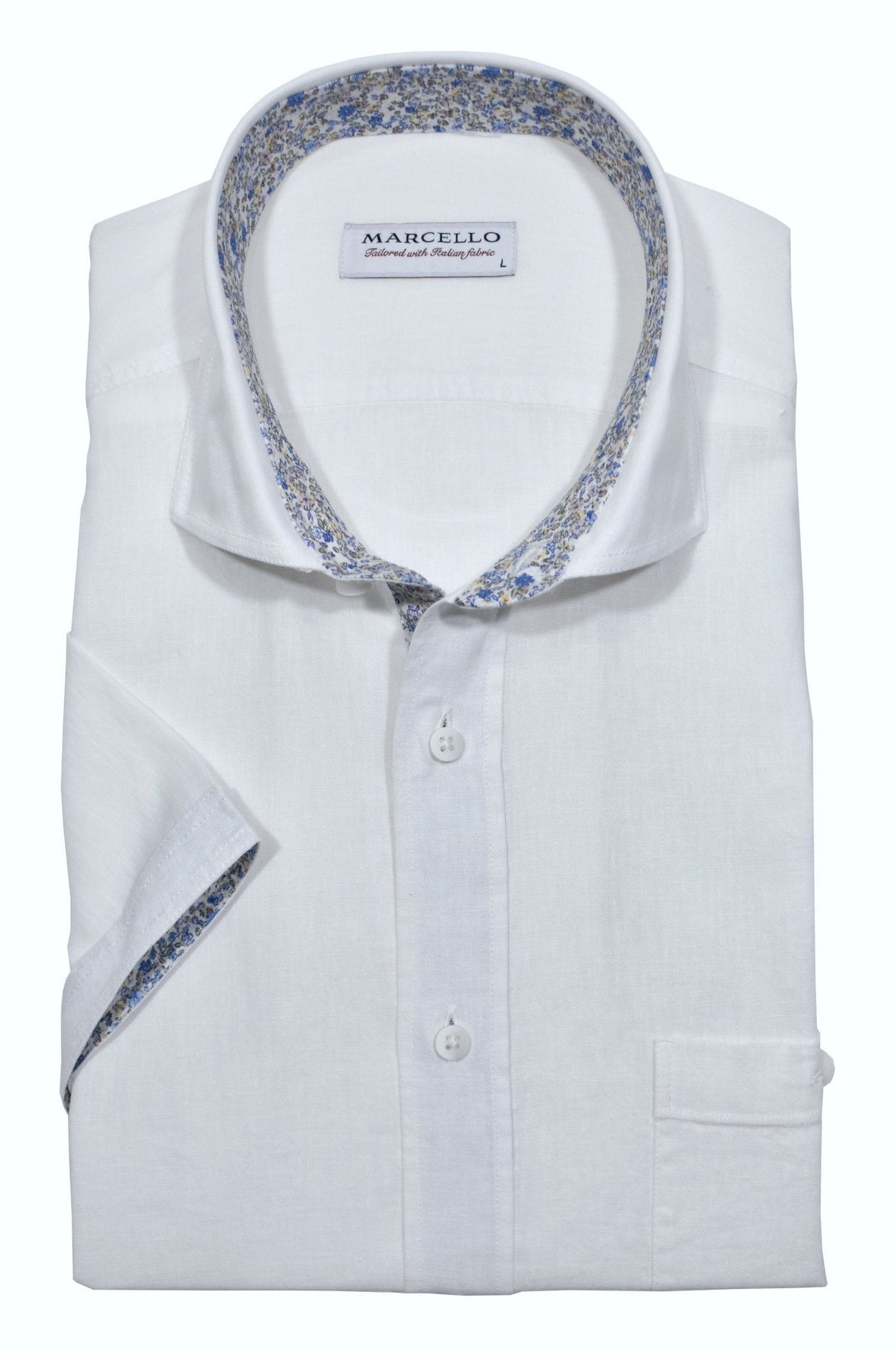 W017L White Boardwalk Cotton Linen Sport Shirt LS