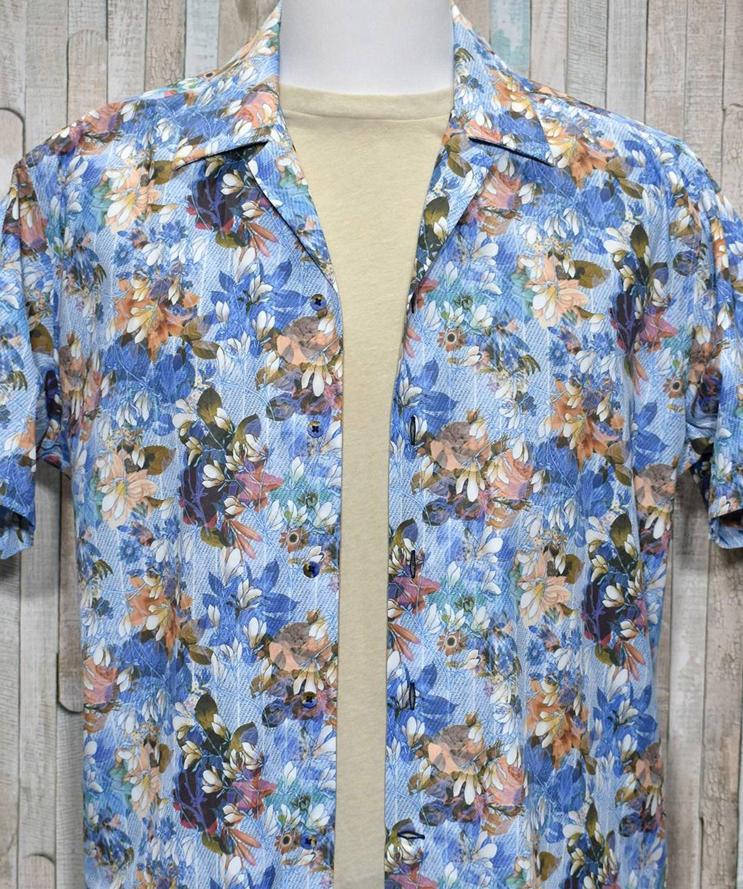 W494S Denim Floral Camp Shirt