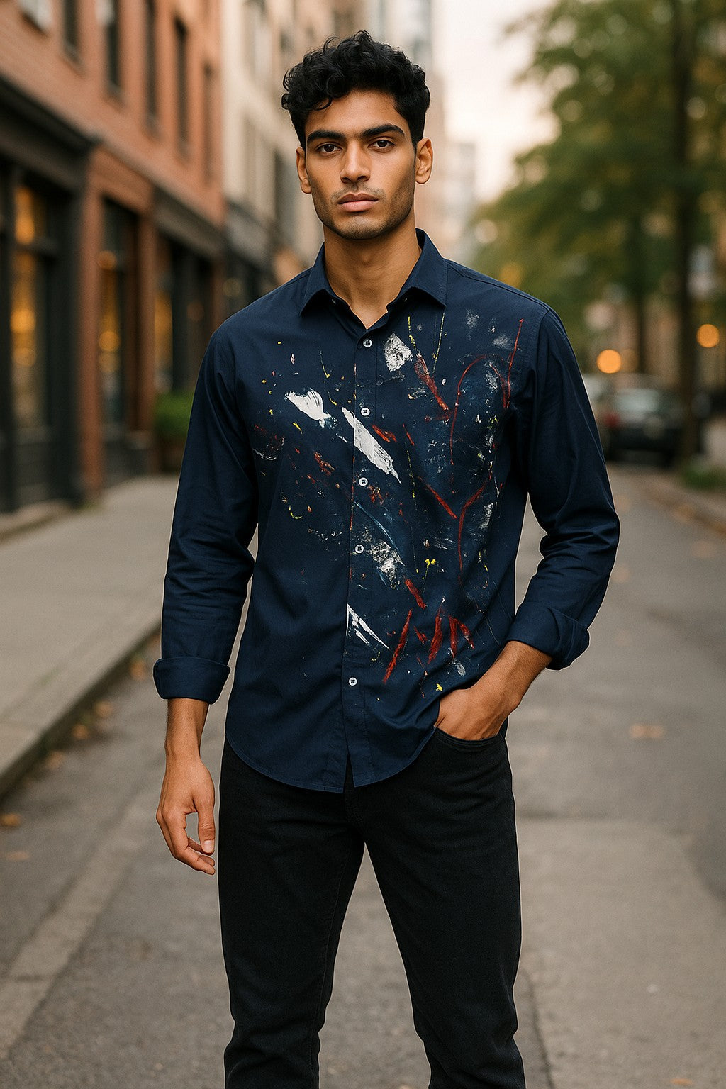 W583P Geo Hand Painted Shirt