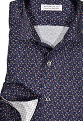 W610R Navy Paisley Roll Collar