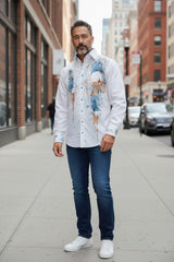 W616P White Hand Painted Azul