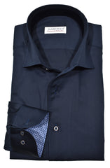 W617R Cotton Sateen Roll Collar Navy