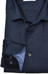 W617R Cotton Sateen Roll Collar Navy