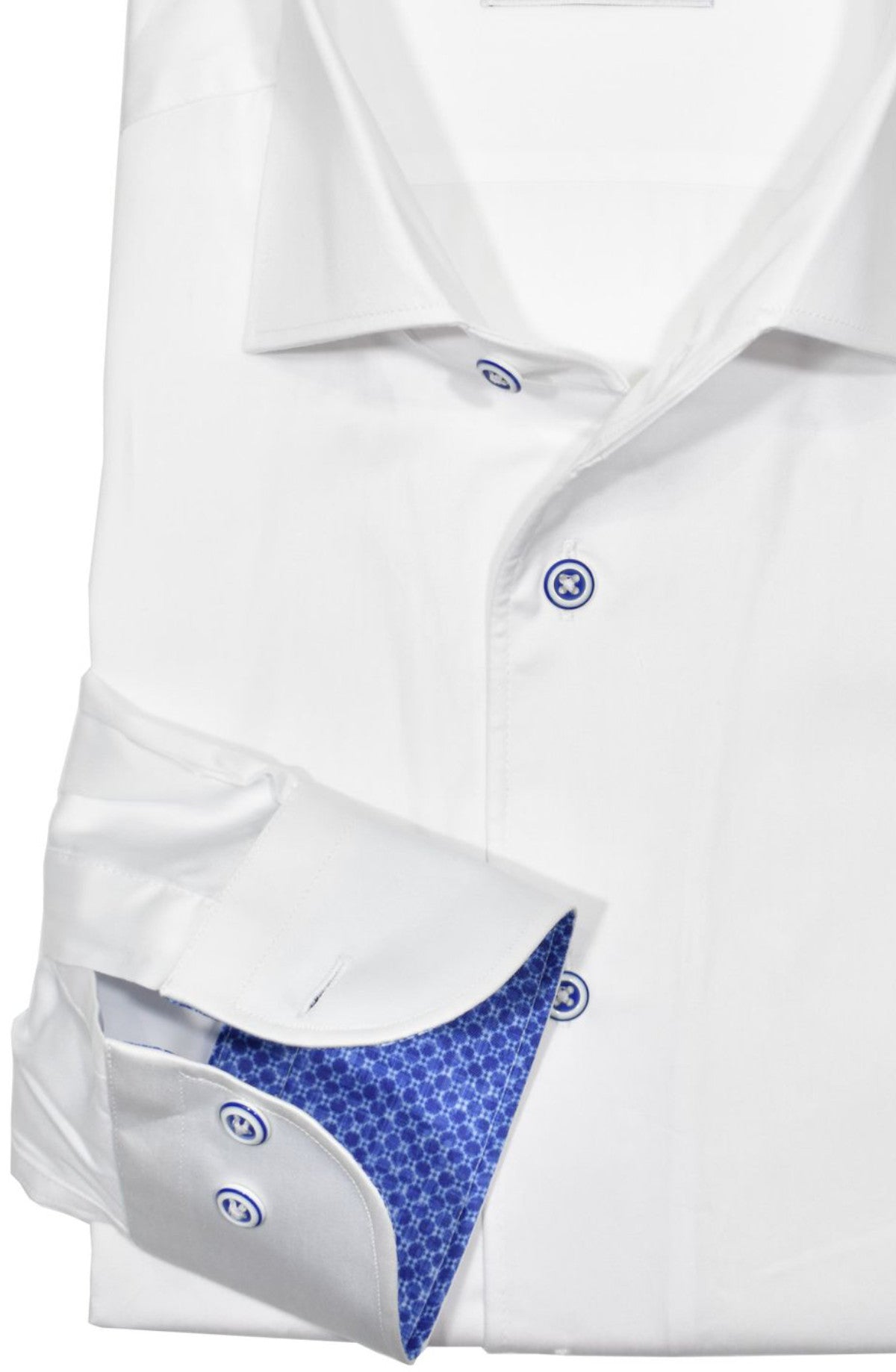 W617R Cotton Sateen Roll Collar White