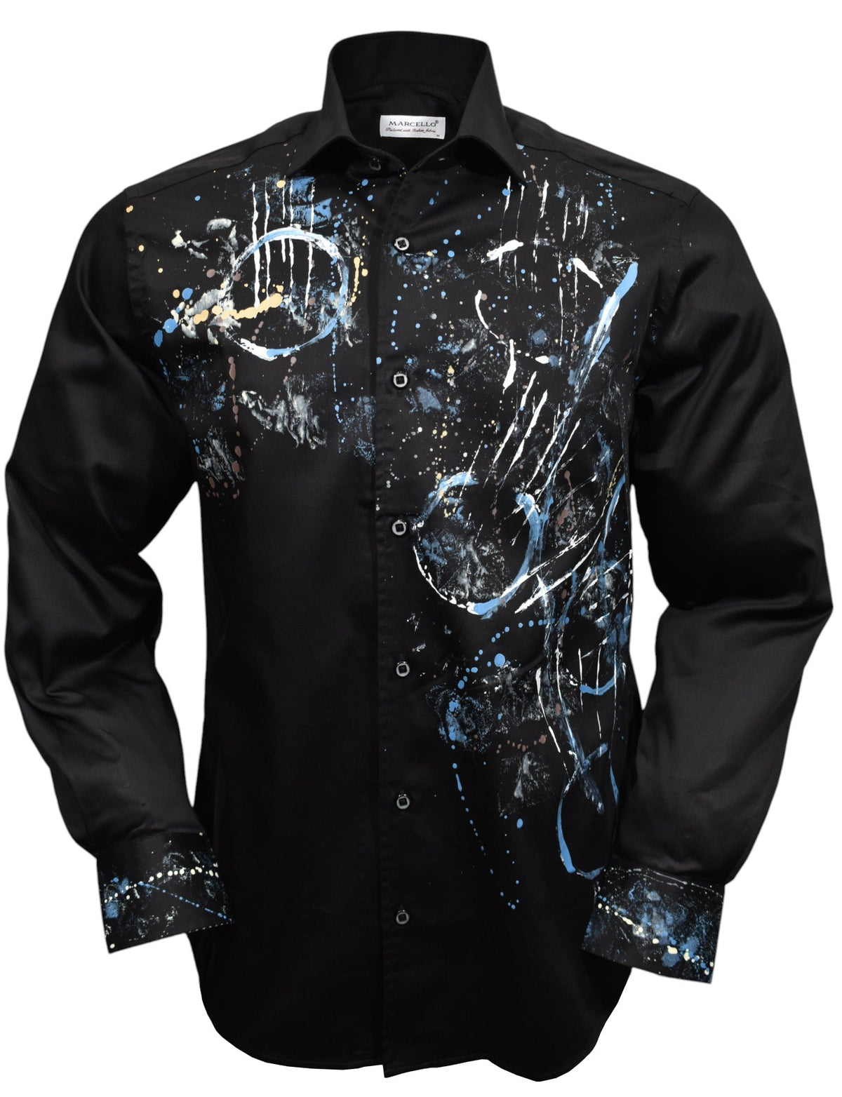 W618P Black Abstract Geometric Hand Painted