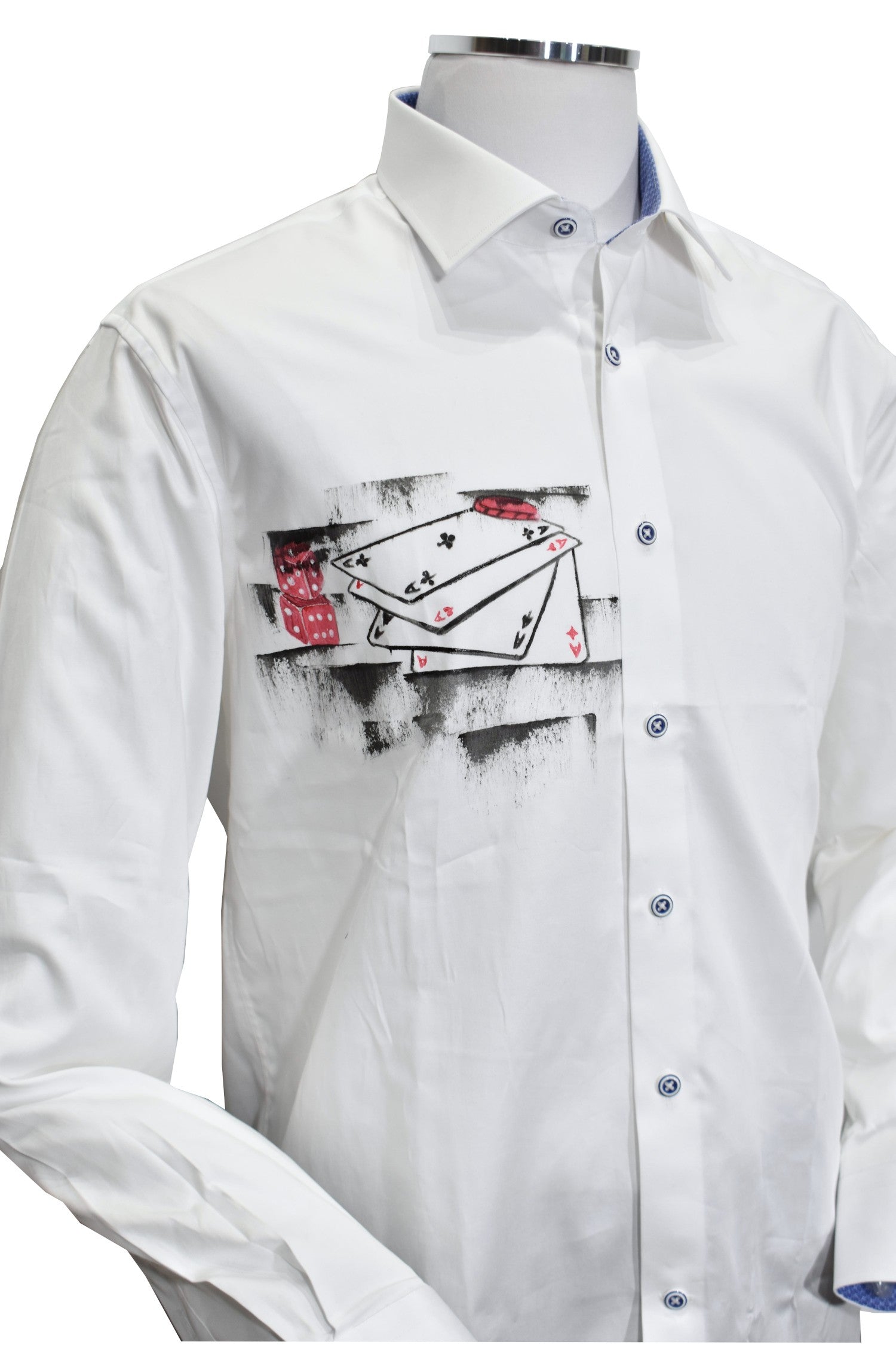 W619 White- Gambling Motif
