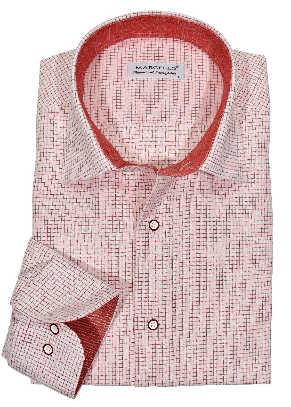 W685 Red Linen Look Mini Check