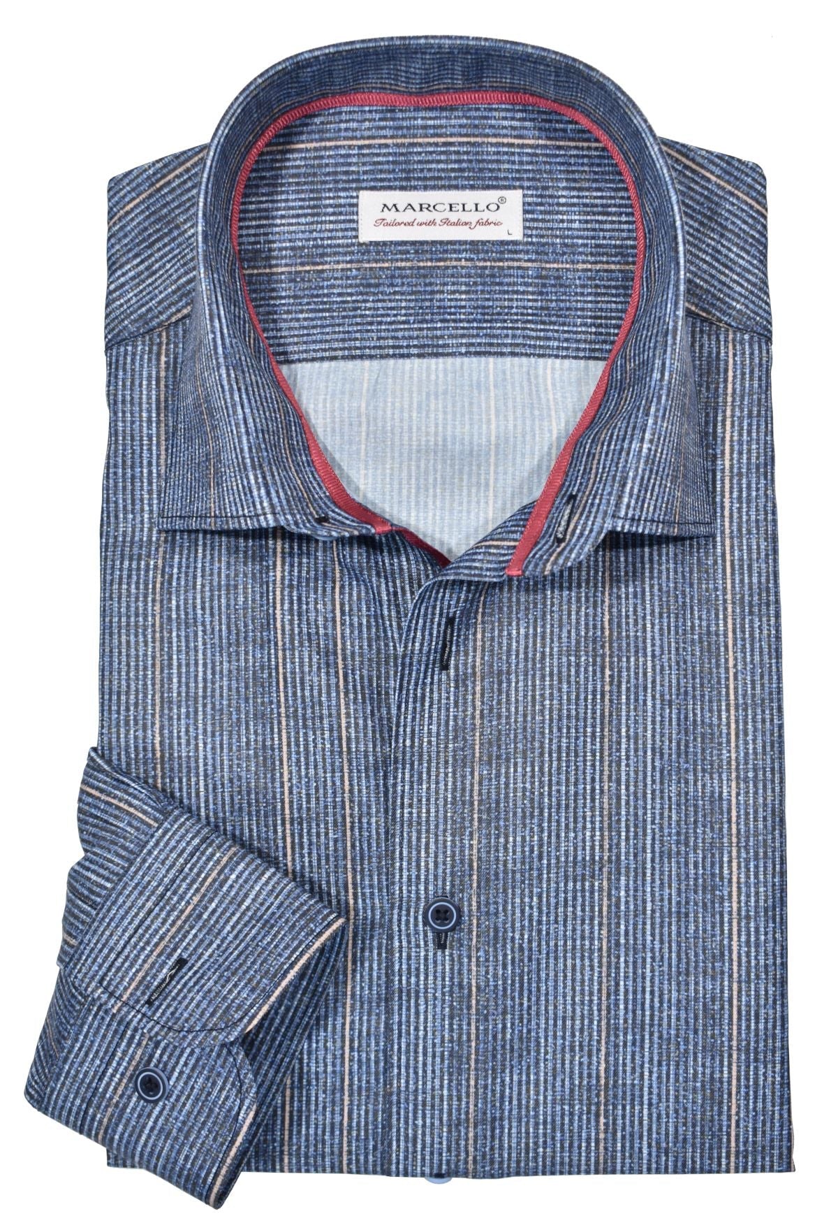W717 Indigo Brushed Stripe